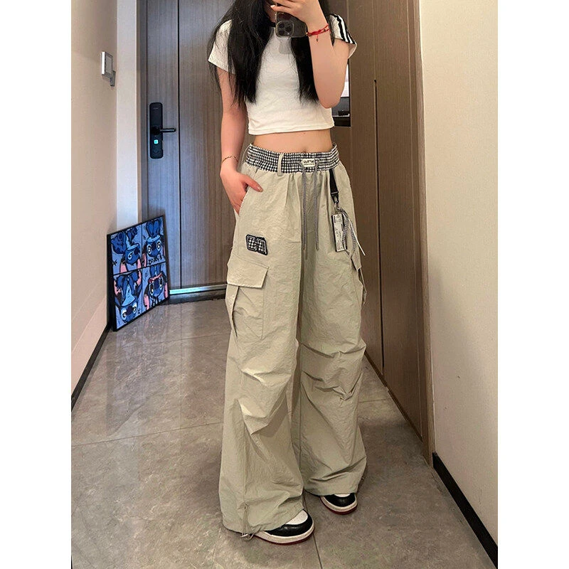 港风夏季薄款速干休闲裤多口袋工装裤男女新款休闲百搭直筒裤