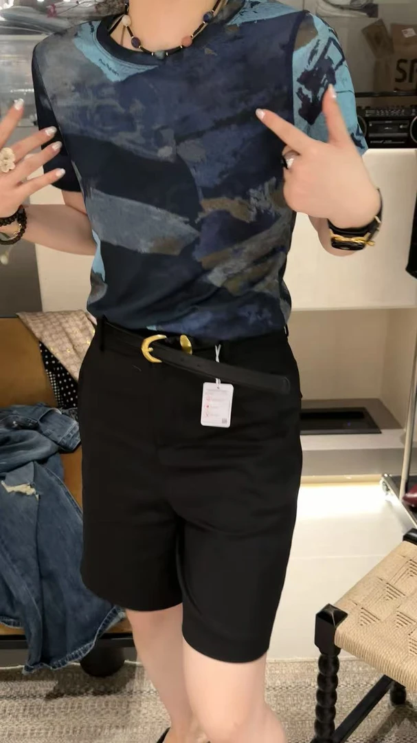 《传奇冰爽裤》夏季新款79122时尚纯色短裤休闲百搭五分春夏简约