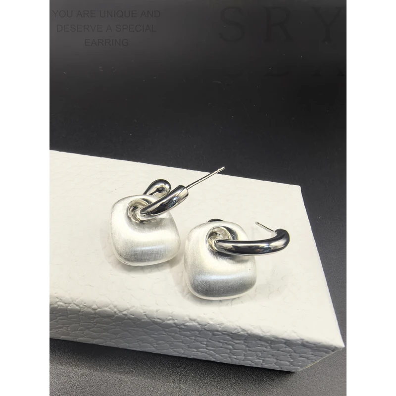 合金耳饰 不规则拉丝女气质独特耳钉高级感轻奢耳饰2025年新款
