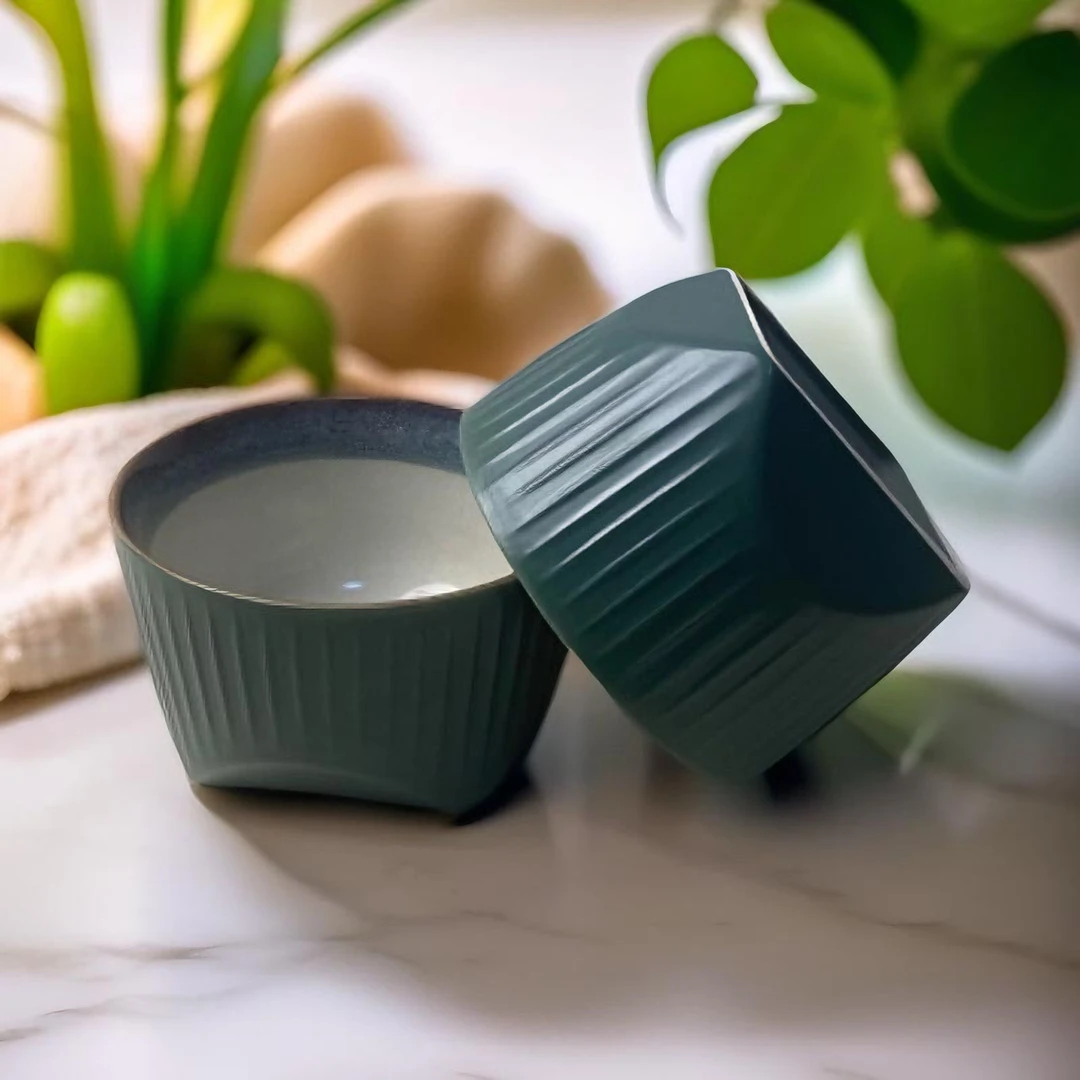 225默认微瑕米饭碗条纹瓷碗餐具陶瓷家用4.5英寸11cm✖️2个