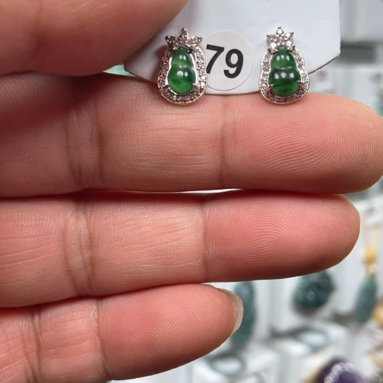 【闪购商品】翡翠耳饰银S925镶嵌耳饰