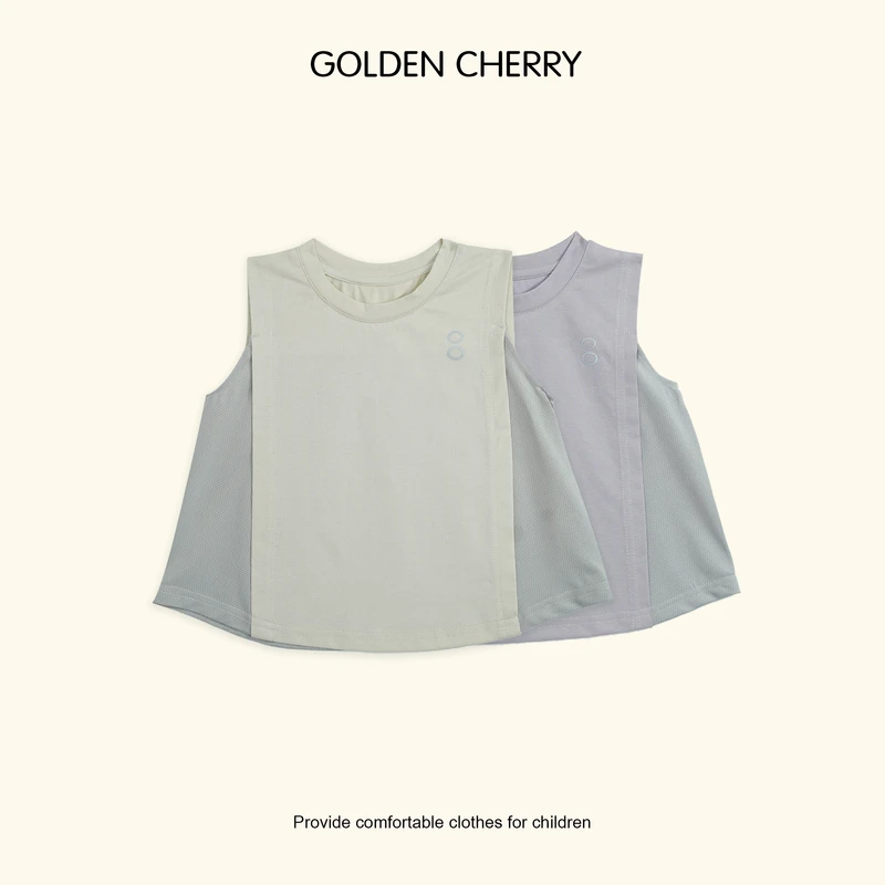 【Golden cherry】小童小o标透气网眼速干无袖T恤JYT2130