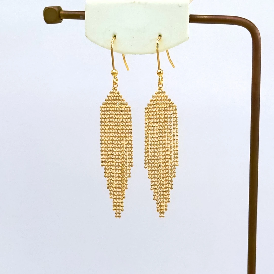 庚震黄金足金999珠帘玉幕长款高级氛围感耳钩耳吊5.05