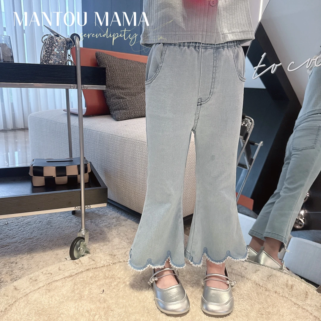 【Mt studio】【新款】波浪摆牛仔裤夏季女童百搭修身洋气柔软透气裤