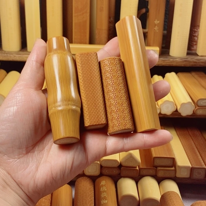 李***学实心玉竹文玩手把件