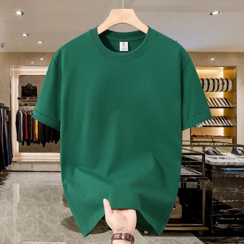 夏季新款纯棉t恤男青年高街纯色正肩重磅短袖宽松潮牌百搭半袖ins