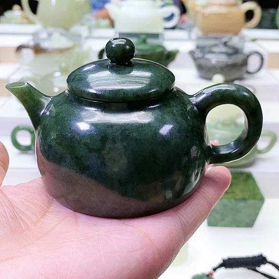 和田玉未镶嵌挂件茶壶130ml