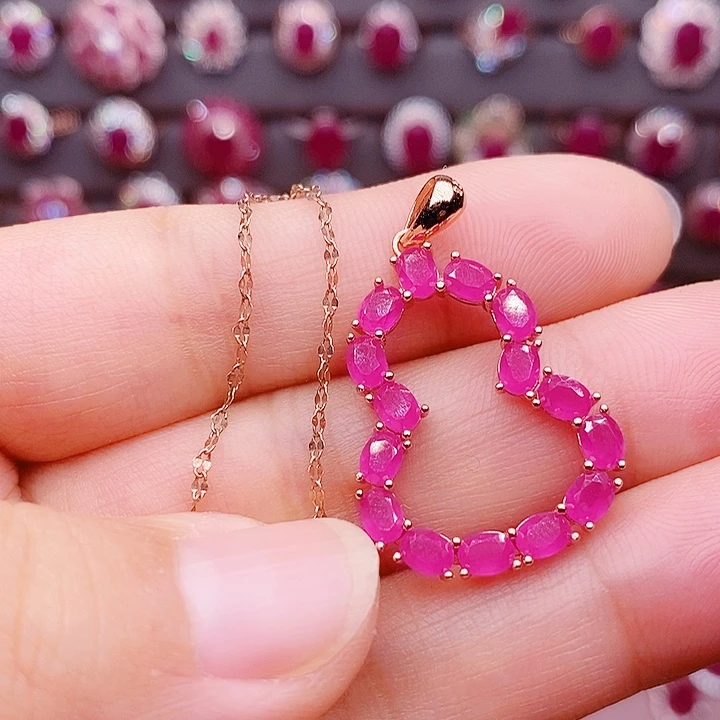 颈饰红宝石银S925镶嵌