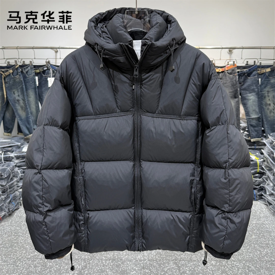 马克华菲2025冬季高充绒极寒连帽羽绒服男士加绒90鸭绒子面包服男