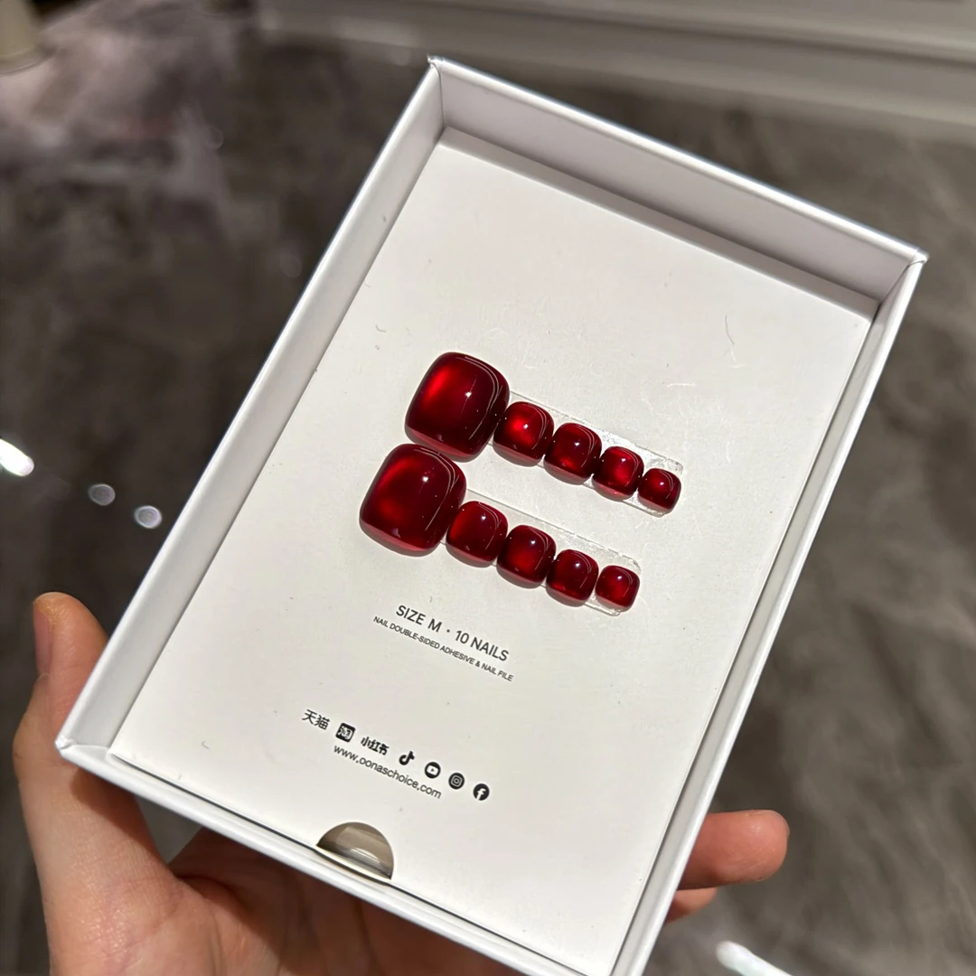 【脚踩鸿运脚甲】新年新款脚甲宝石红质感超显白脚甲穿戴甲