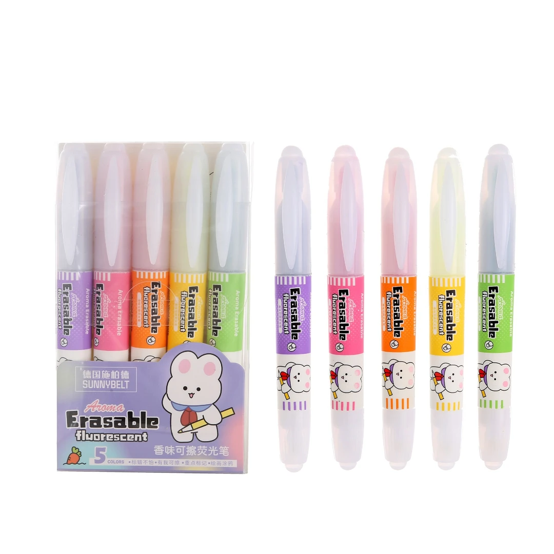施柏德香味可擦荧光笔划线笔重点醒目标记笔记号笔学生荧光笔