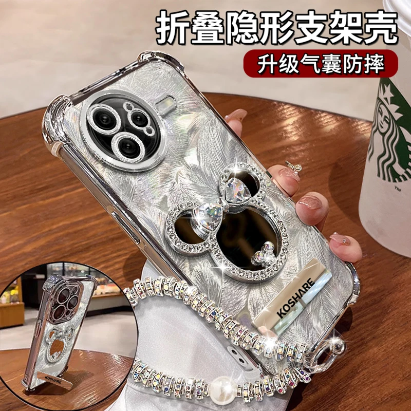 适用于【红米】K40~K80PRO系列米奇四角防摔镜子隐形支架功能防摔