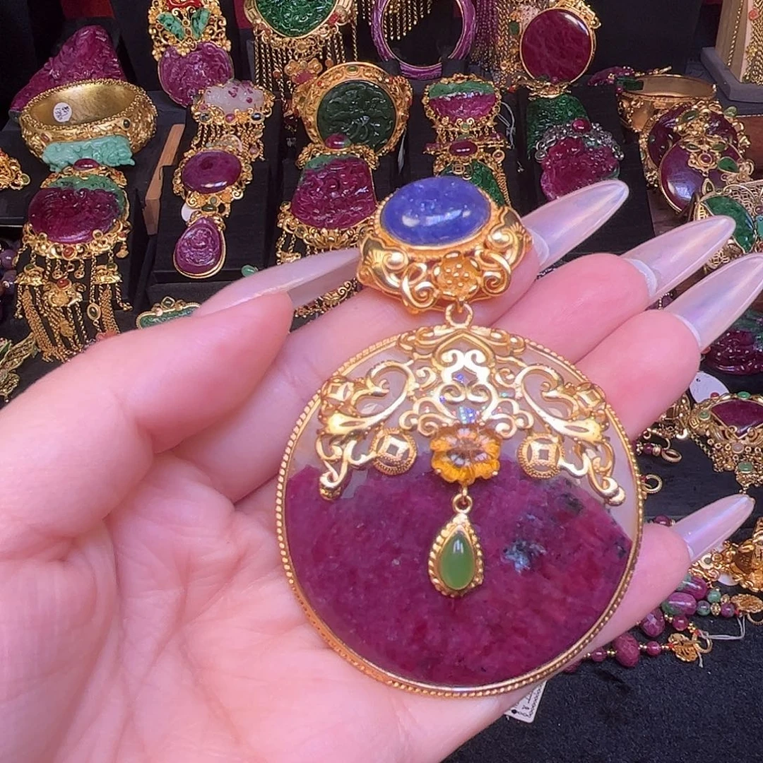 戒指银S925镶嵌红宝石