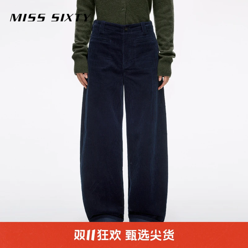 Miss Sixty2025冬季新款棉质灯芯绒直筒裤女复古老钱风休闲长裤