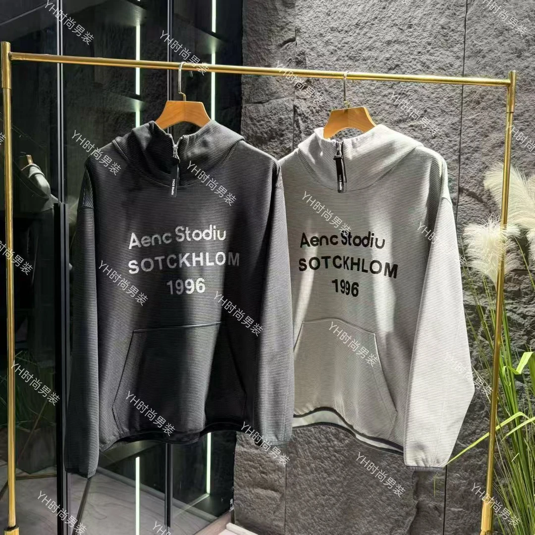 冬季新款潮流时尚复古拉链字母印花连帽卫衣休闲百搭简约男士上衣