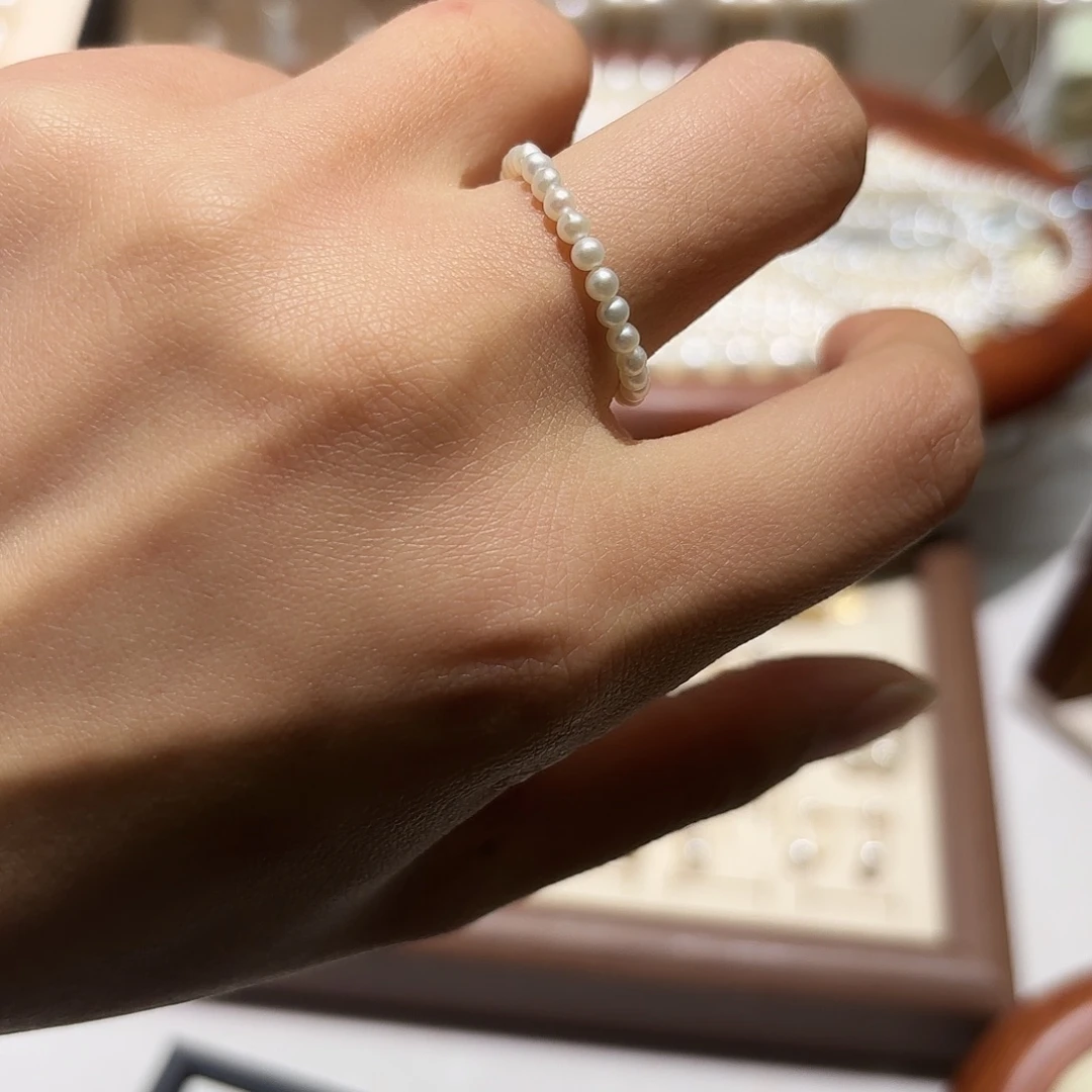 淡水珍珠戒指银S925镶嵌