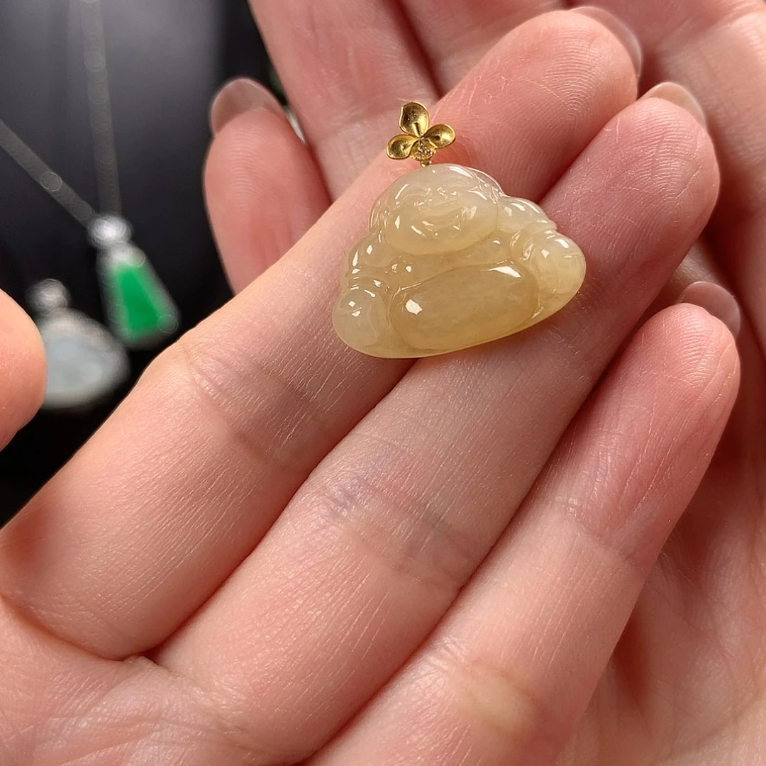 翡翠18K金镶嵌颈饰11111111