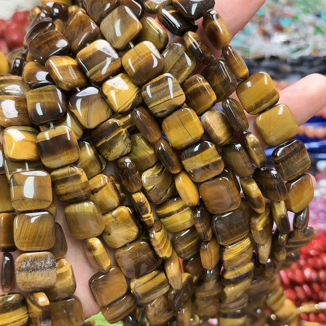 未镶嵌玛瑙/玉髓珠宝半成品14×14虎眼方片一条