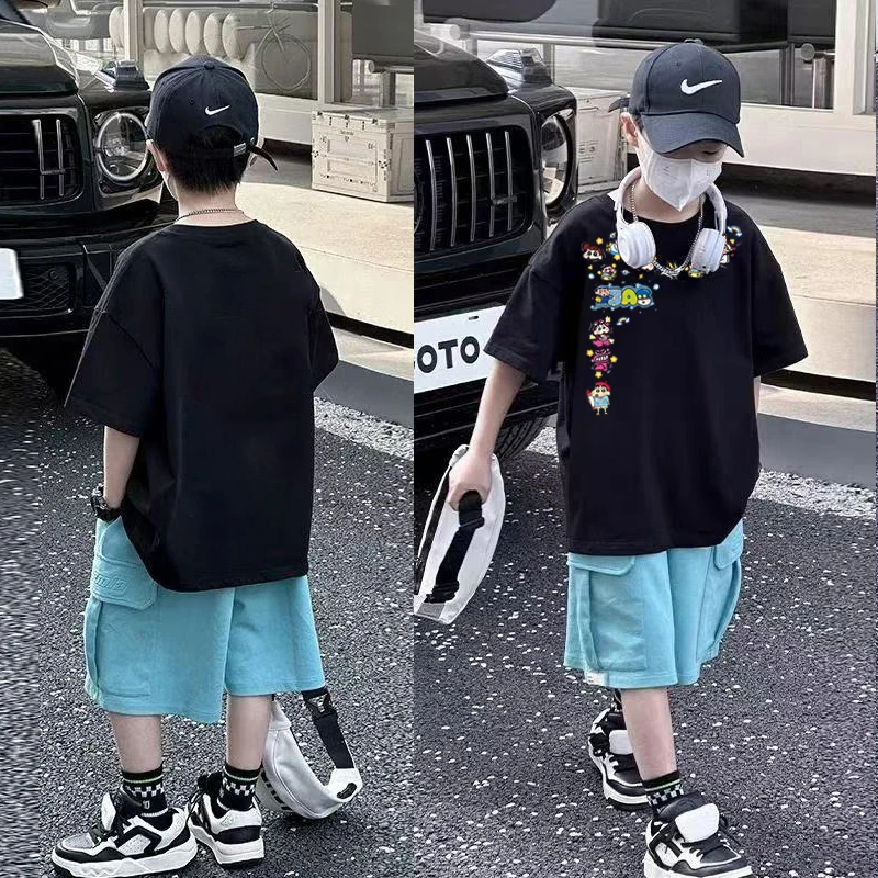 字母印花男童休闲夏装夏季短袖T恤韩版帅气宅萌系韩系儿童t恤潮流