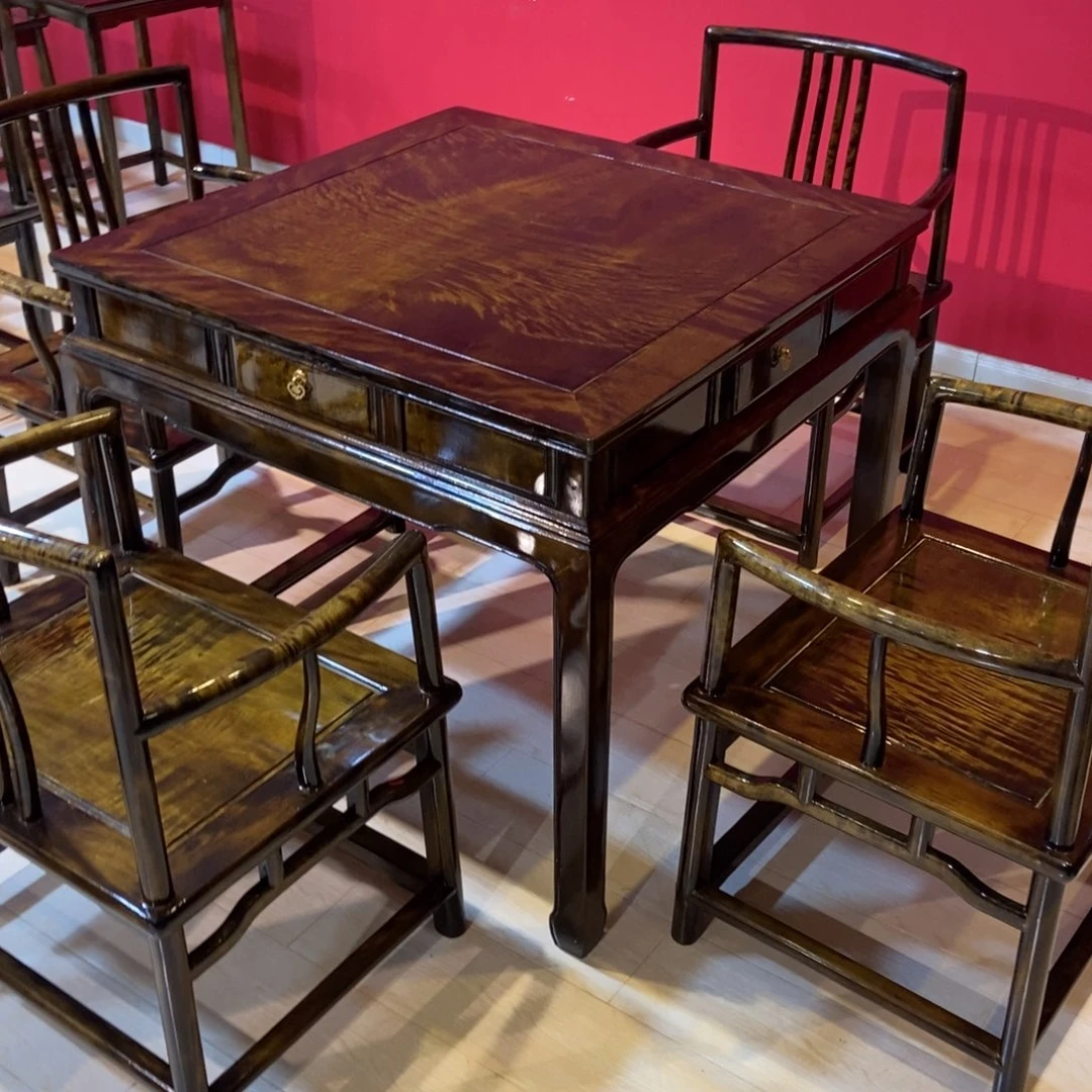 李***玉楠木四方桌五件套……