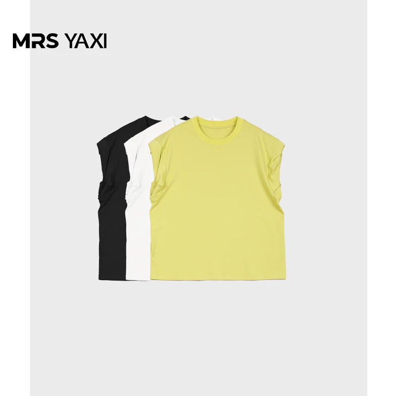 Mrsyaxi纯色百搭原领小飞袖T恤YX061003