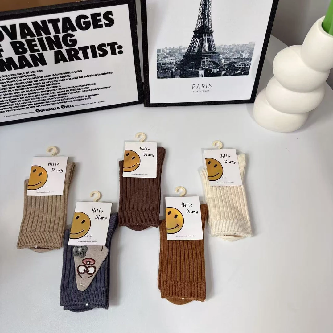 儿童双针精梳棉棉饰品袜高品质舒适不勒腿袜子秋冬棉袜