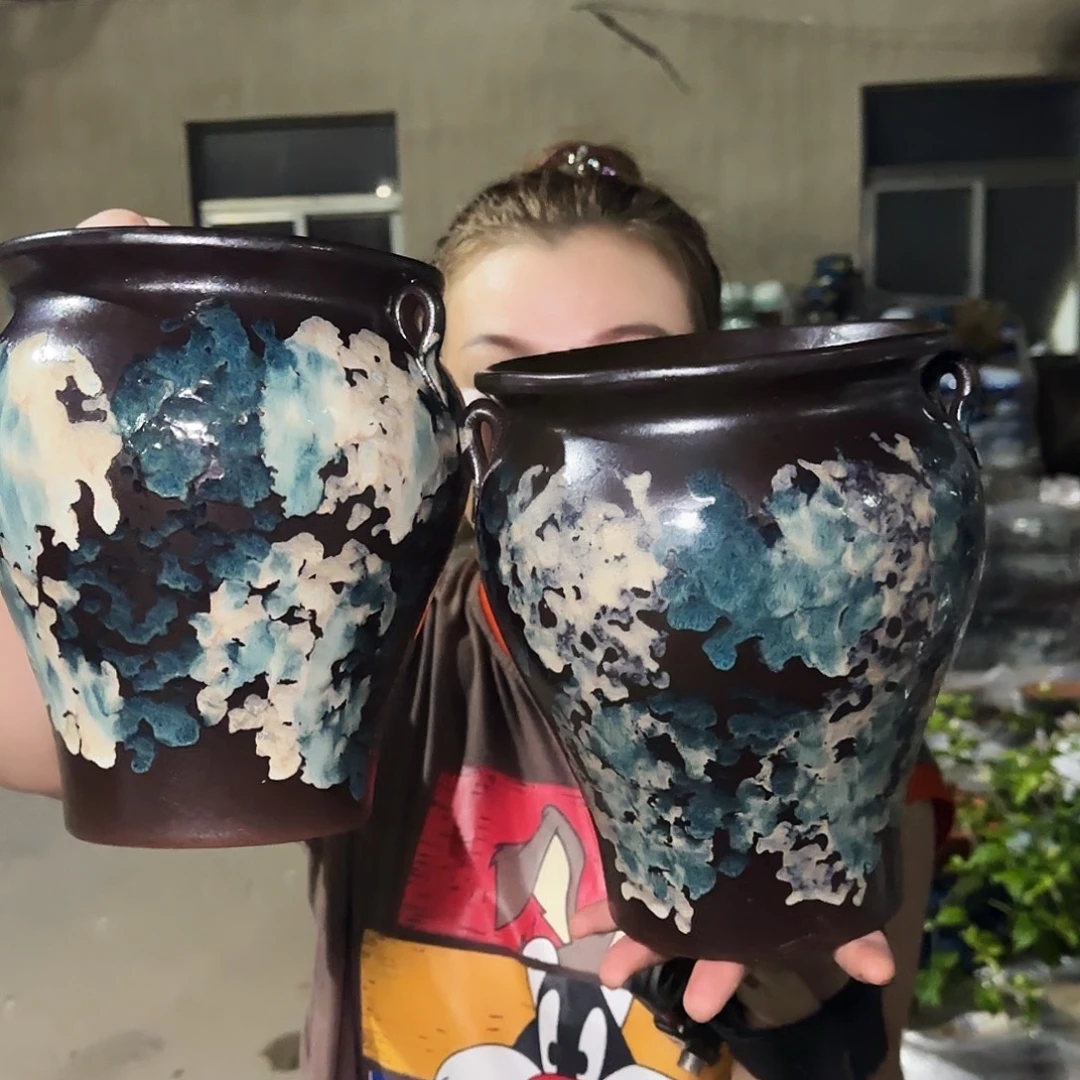 紫砂花盆高21口17