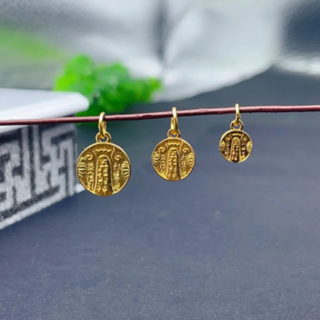 925银银制品 【萌宝饰品】B966金色小吊牌五路财神 6/8/10mmDIY配饰
