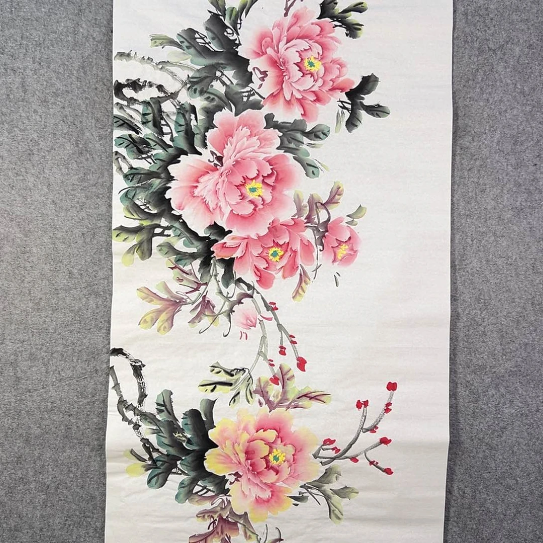 国画065 花鸟在树丛的顶端鸣叫叫声响