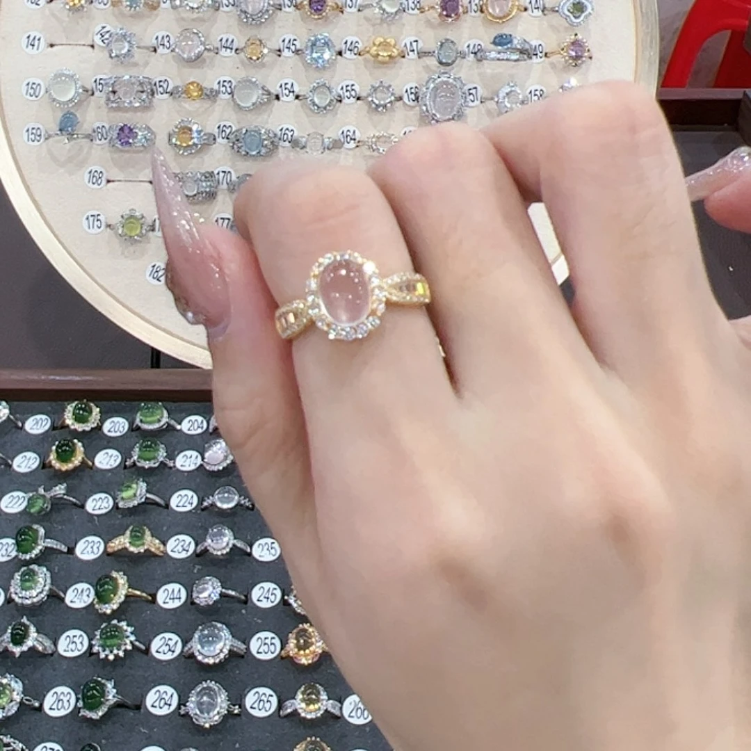 蛇纹石玉戒指银S925镶嵌