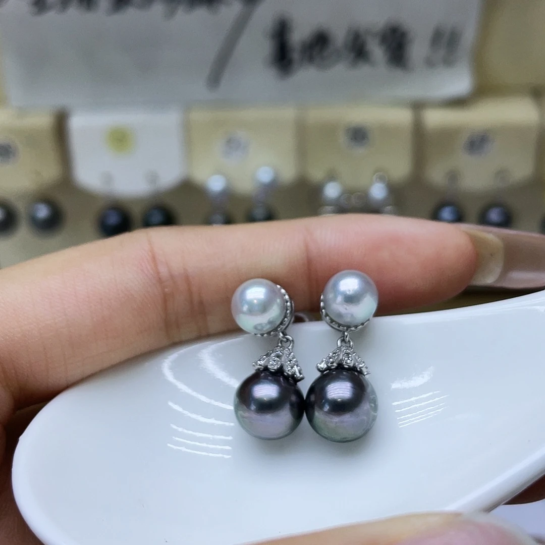 银S925镶嵌耳饰海水珍珠