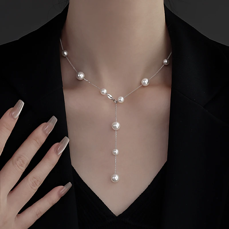 CK 坠链均925银 925施家贝珠满天星项链女2025新款爆款夏天配裙子