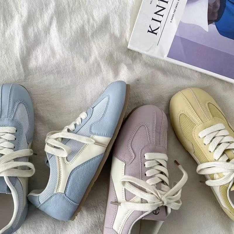 马卡龙鞋子糖果色系德训鞋女款韩版小众软底阿甘鞋轻便休闲运动鞋