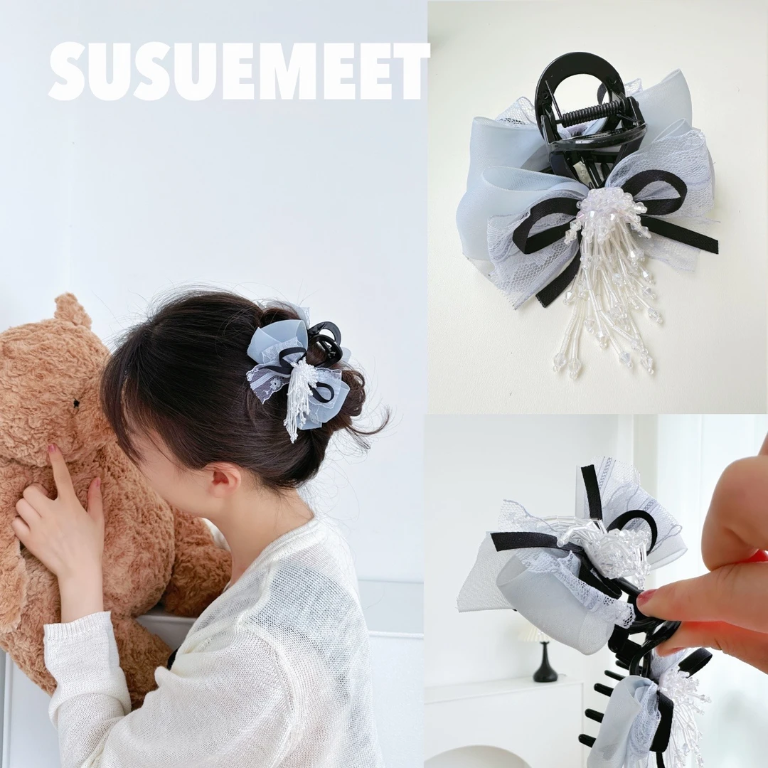 海洋之星文艺发抓 超仙春天可爱发卡蕾丝手作头饰发饰盘发夹抓夹