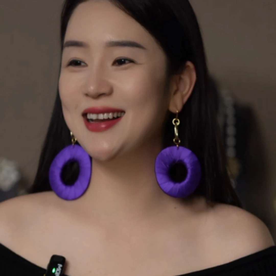 铜合金合成锆石耳饰 紫色圈圈888331