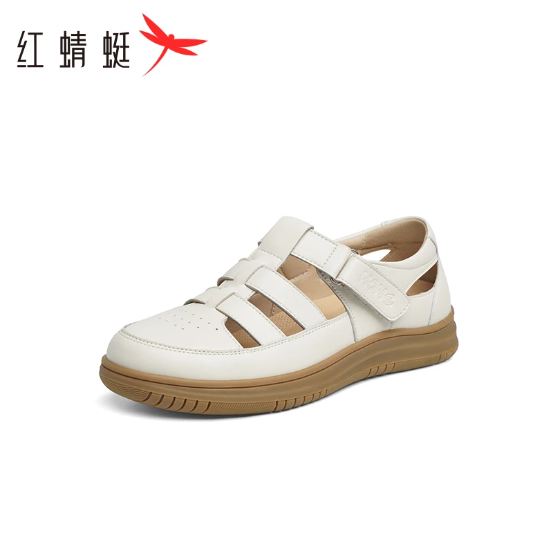 红蜻蜓凉鞋女款2025夏季女鞋包头镂空洞洞猪笼鞋罗马舒适妈妈凉鞋