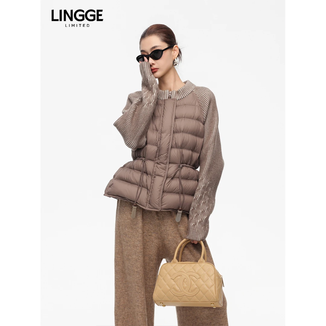 【艺菲专属】7122 高知质感重工艺纬编针织短款羽绒服