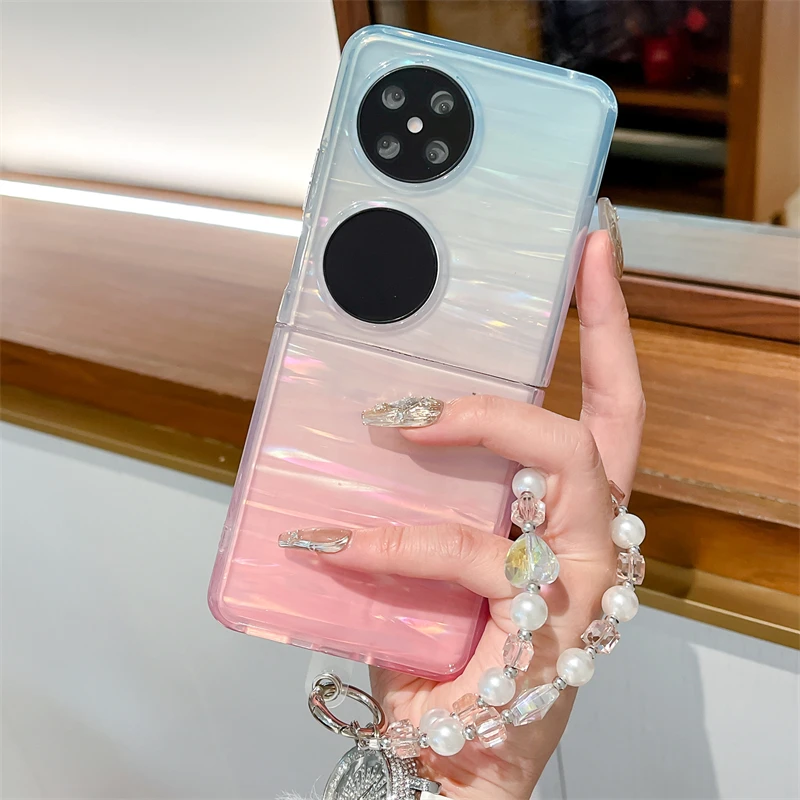 适用于华为pocket2手机壳拉丝贝壳纹pockets折叠屏手链女款保护套