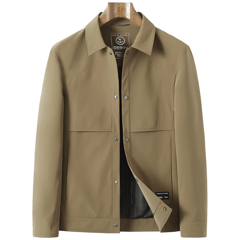 1-商务男士短款夹克纯色时尚行政夹克商务休闲男翻领上衣