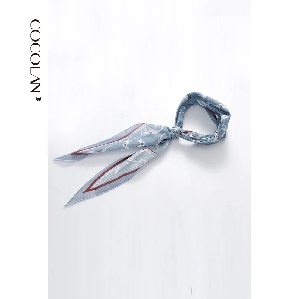 COCOLAN桑蚕丝头巾围巾百搭仙鹤丝巾CL3SJ021