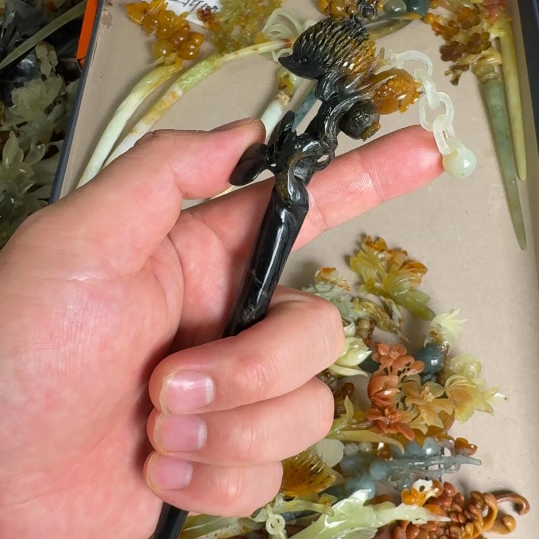 岫玉发饰未镶嵌明君玉簪就是好看