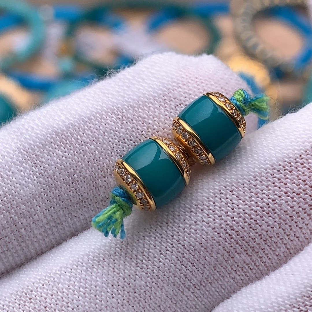 绿松石18K金镶嵌珠宝奇石