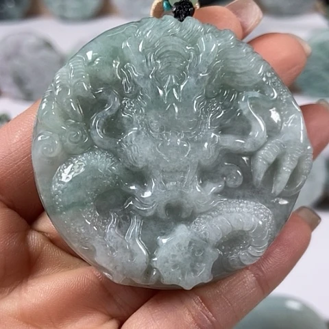 翡翠颈饰未镶嵌龙凤呈祥两面工福利