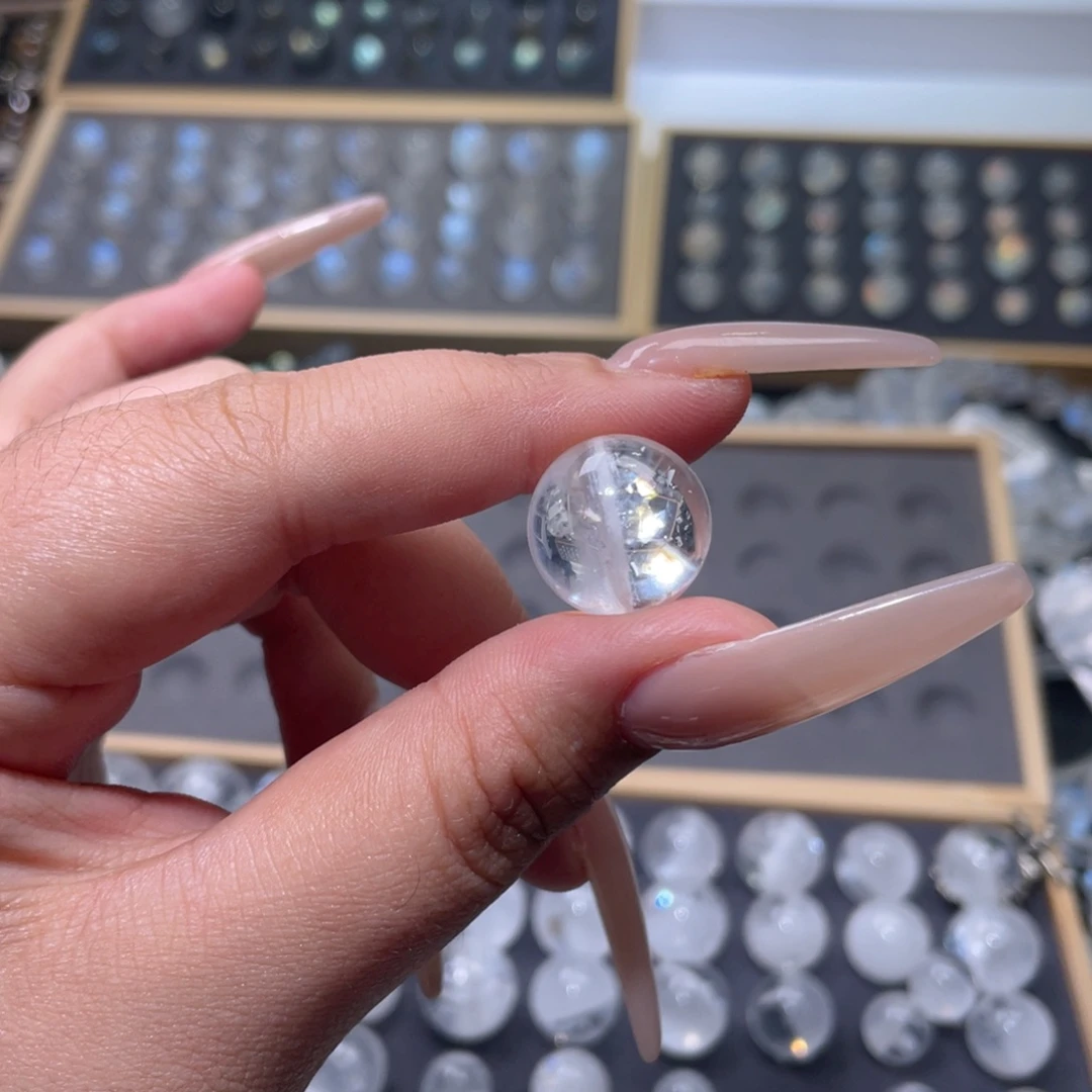 未镶嵌颈饰水晶文*彩虹白幽灵水晶单珠16.6mm