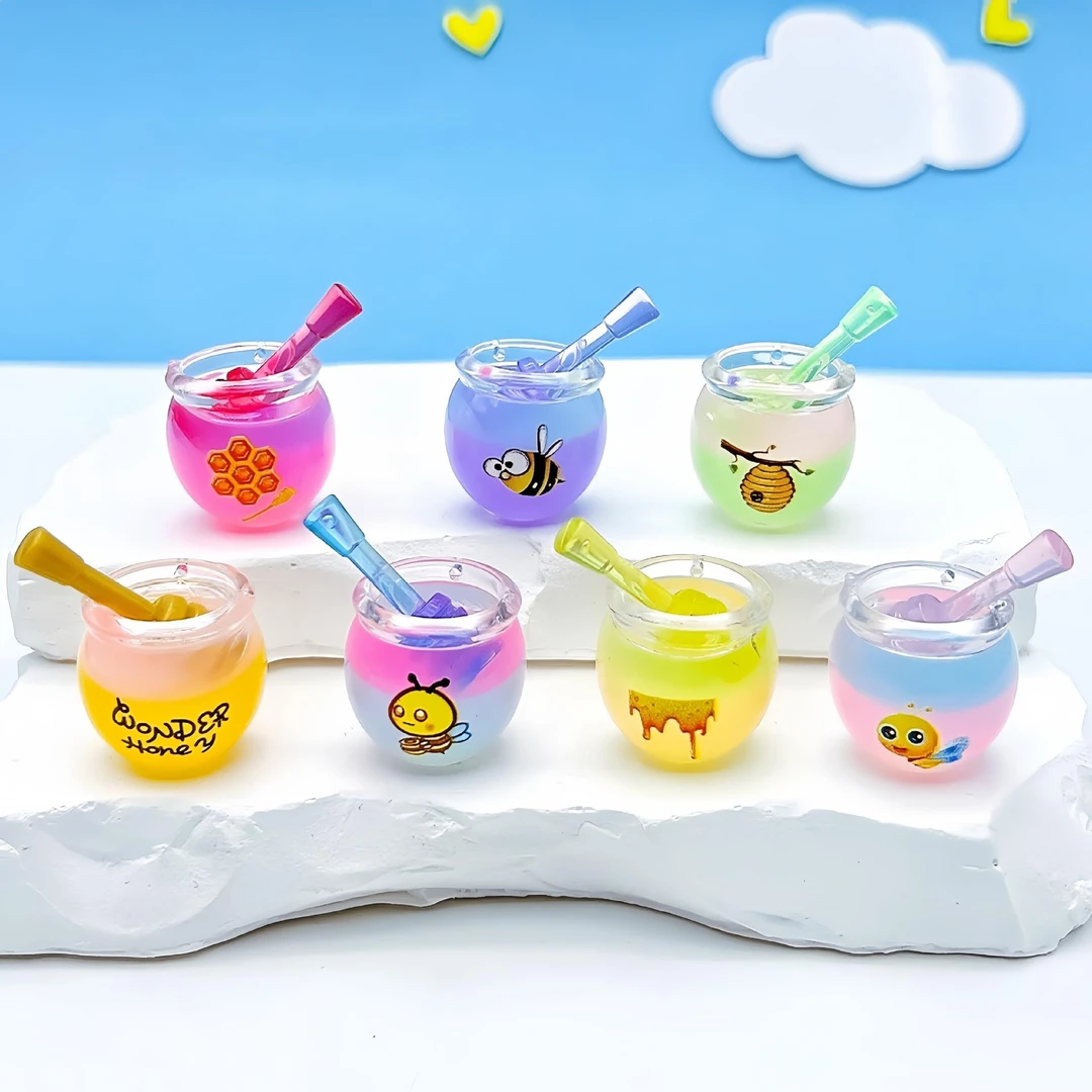 可爱卡通夜光双色蜂蜜罐子 diy钥匙扣情侣包包挂件亚克力饰品配件