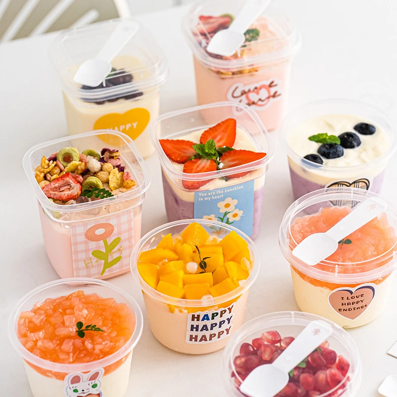 布丁杯子果冻甜品慕斯椰子酸奶冻带盖打包装盒一次性双皮奶专用碗