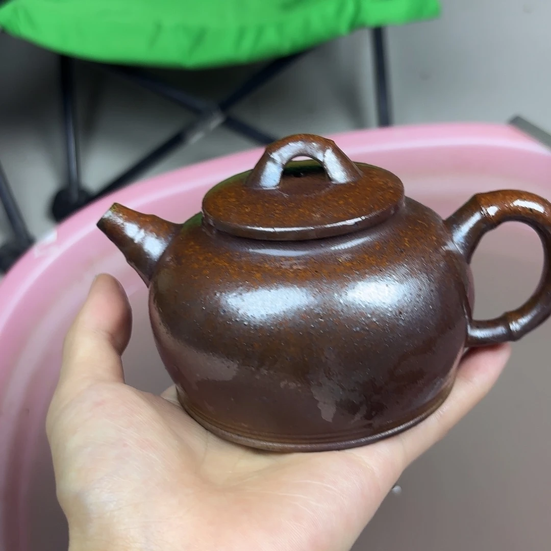 茶壶紫砂瑕疵柴烧紫砂壶天青竹节