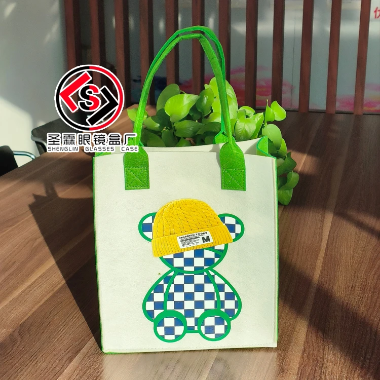 毛毡手提袋眼镜袋子眼镜盒卡通礼品袋眼镜盒包装袋广告袋10个毛毡