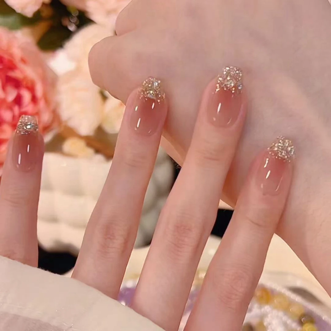 【碎钻QQ糖】纯纯子专属~高级~纯手工气质款光疗美甲猫眼带钻