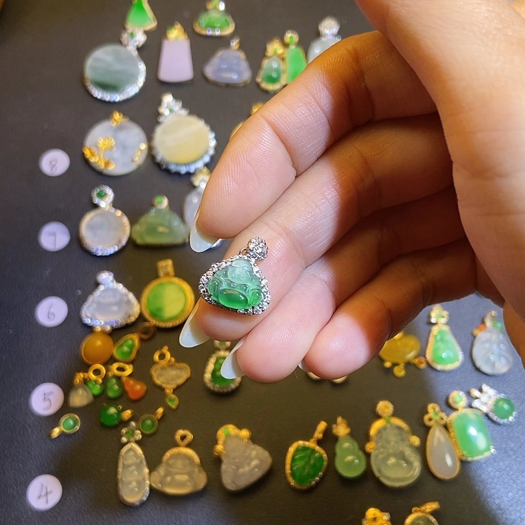 翡翠银S925镶嵌吊坠(不含链)